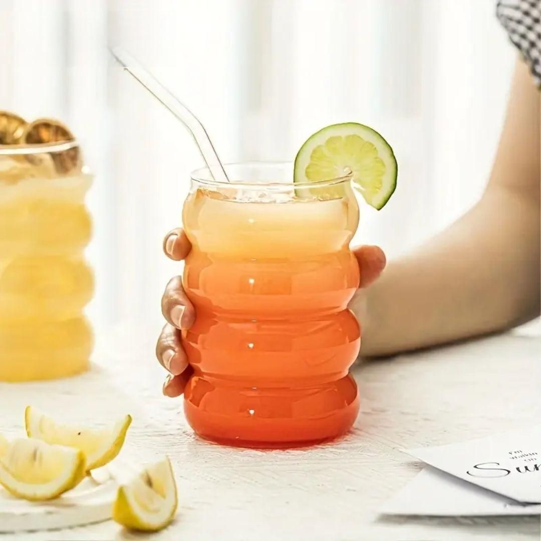 Wave Shape Glass with Wooden Cap