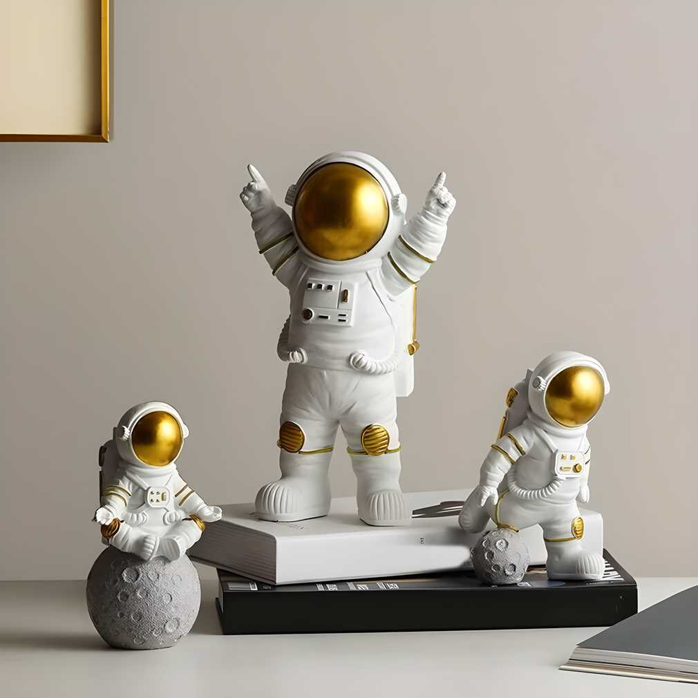 Gold Drift: Astronaut Desk Trio