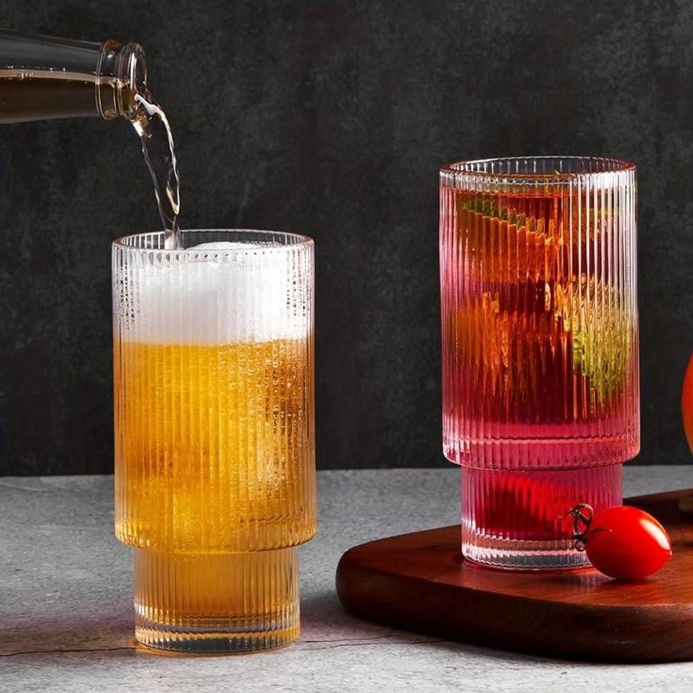 Ribbed Shape Glass with Wooden Cap