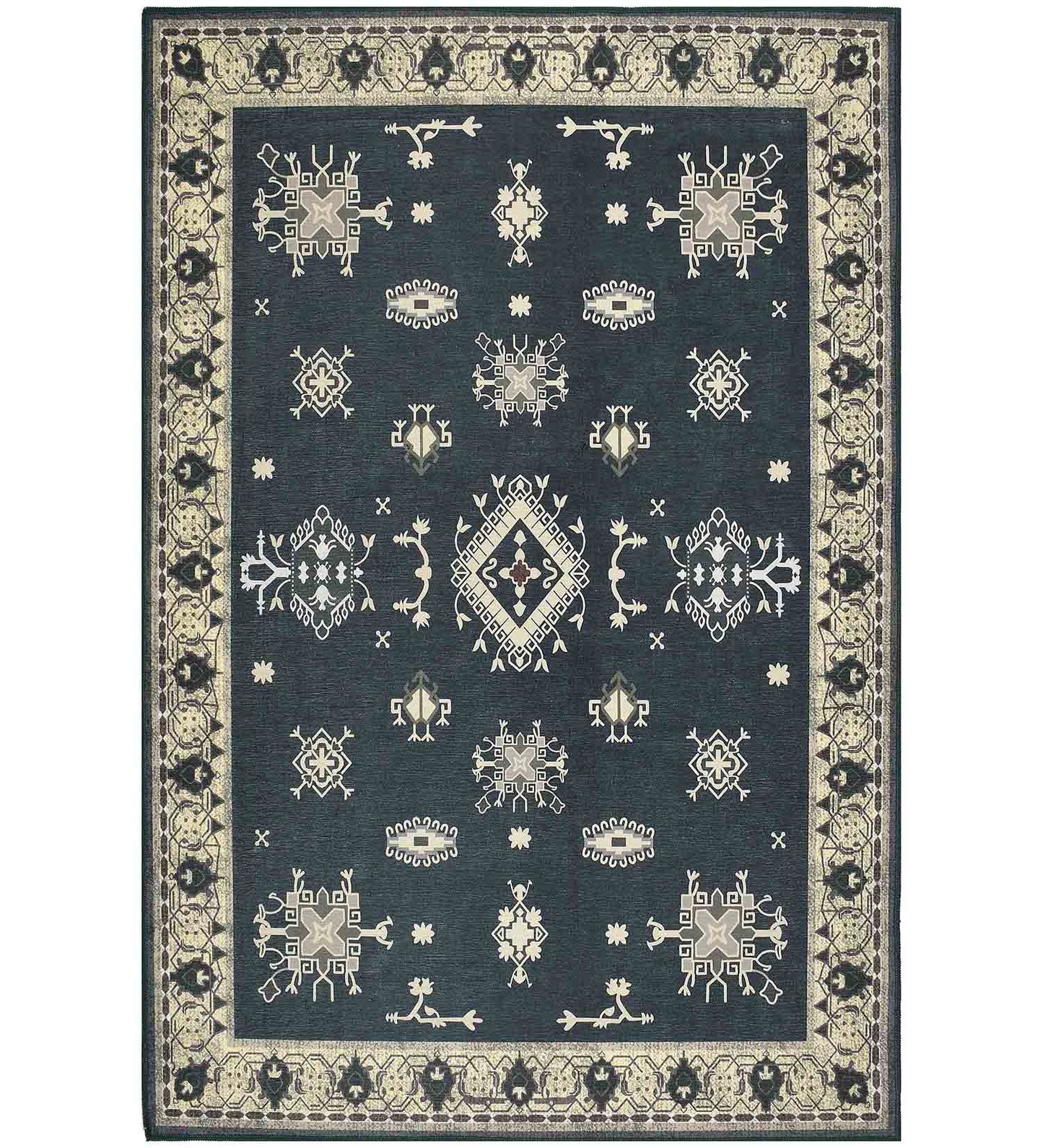 Dark Green Polyester Rug