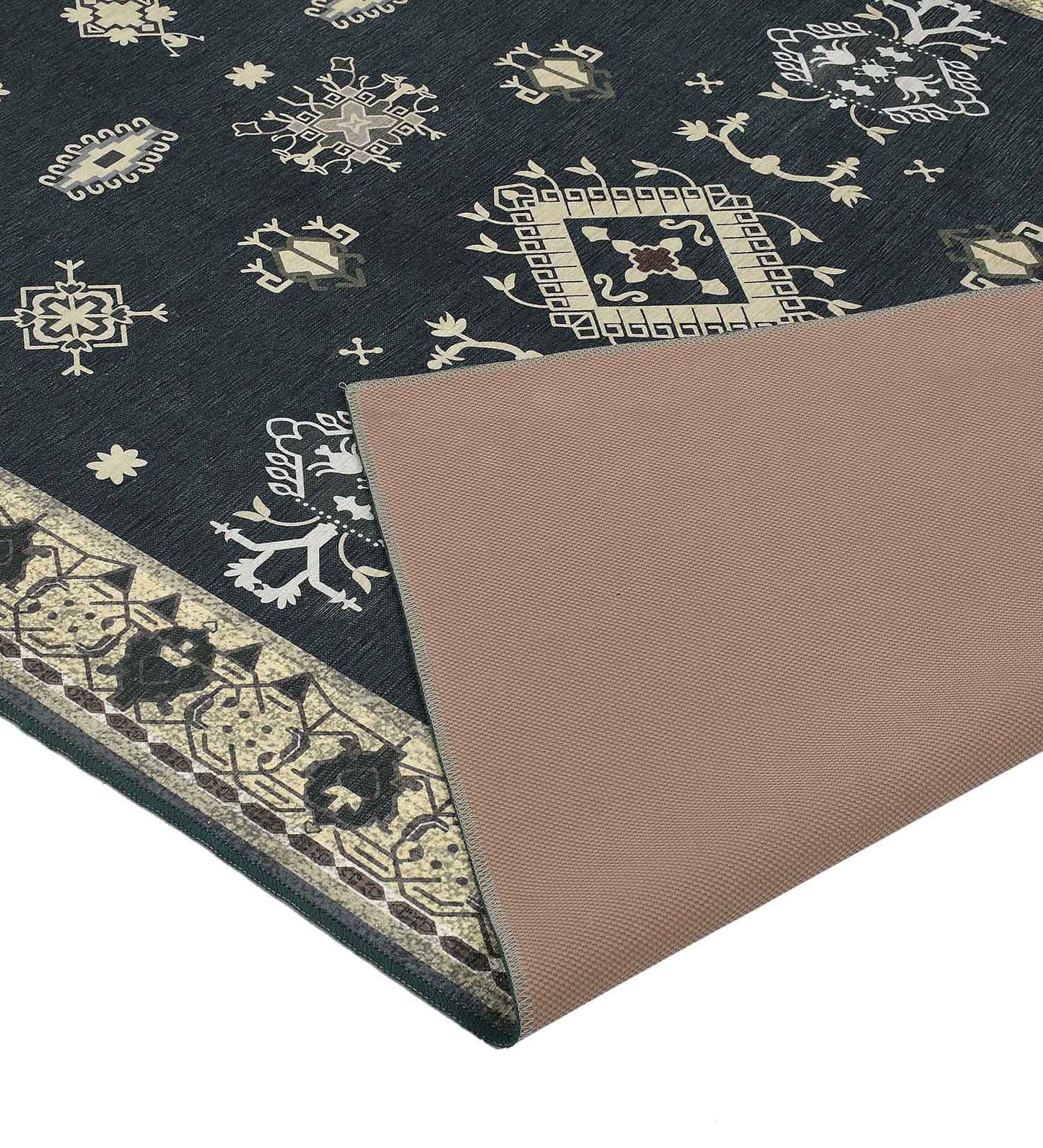 Dark Green Polyester Rug