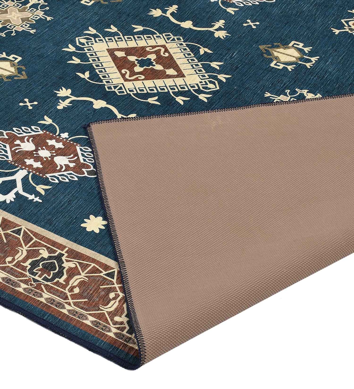 Navy Blue Star Polyester Rug