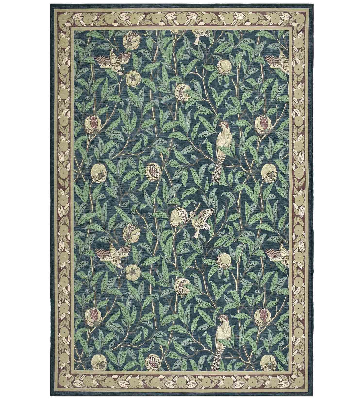 Green Bloom And Birds Polyester Rug