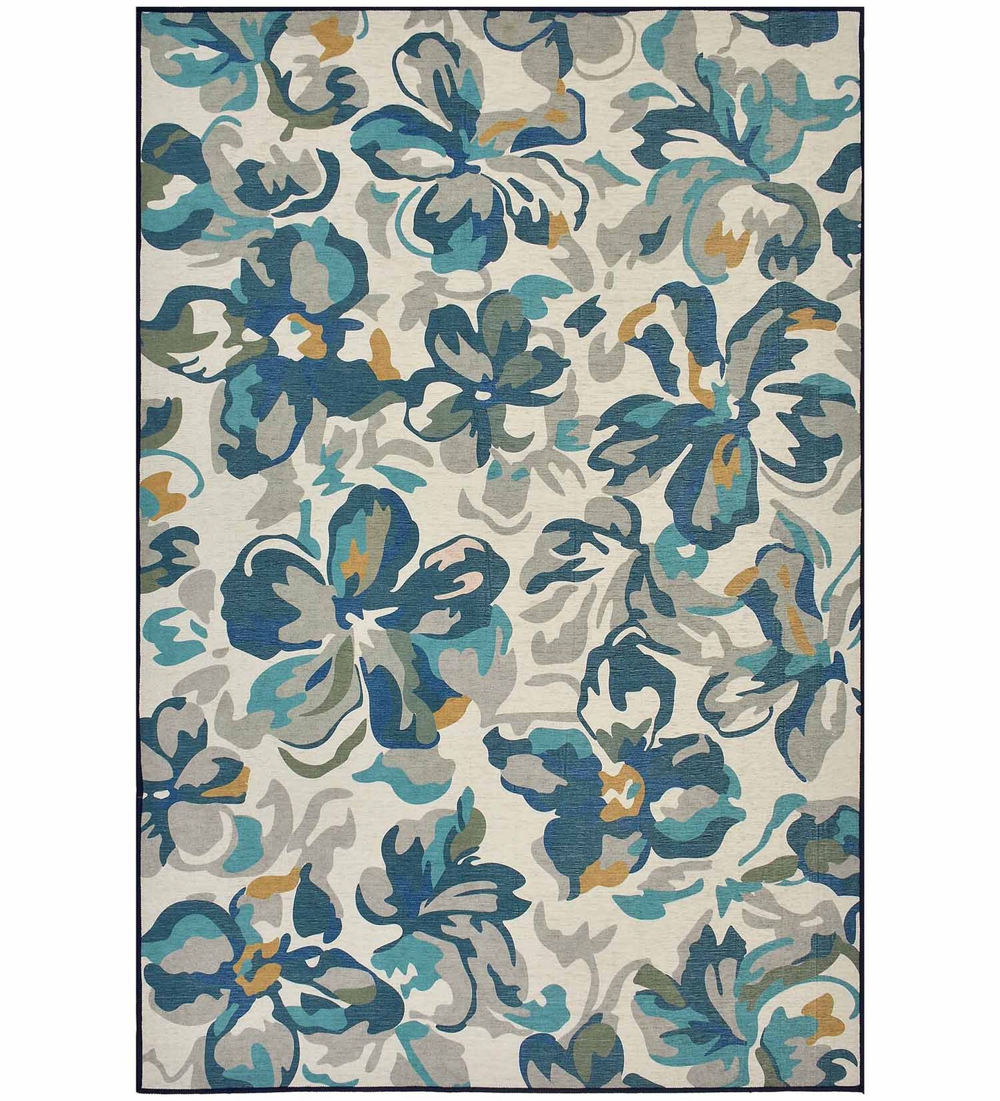 Beige Floral Polyester Rug