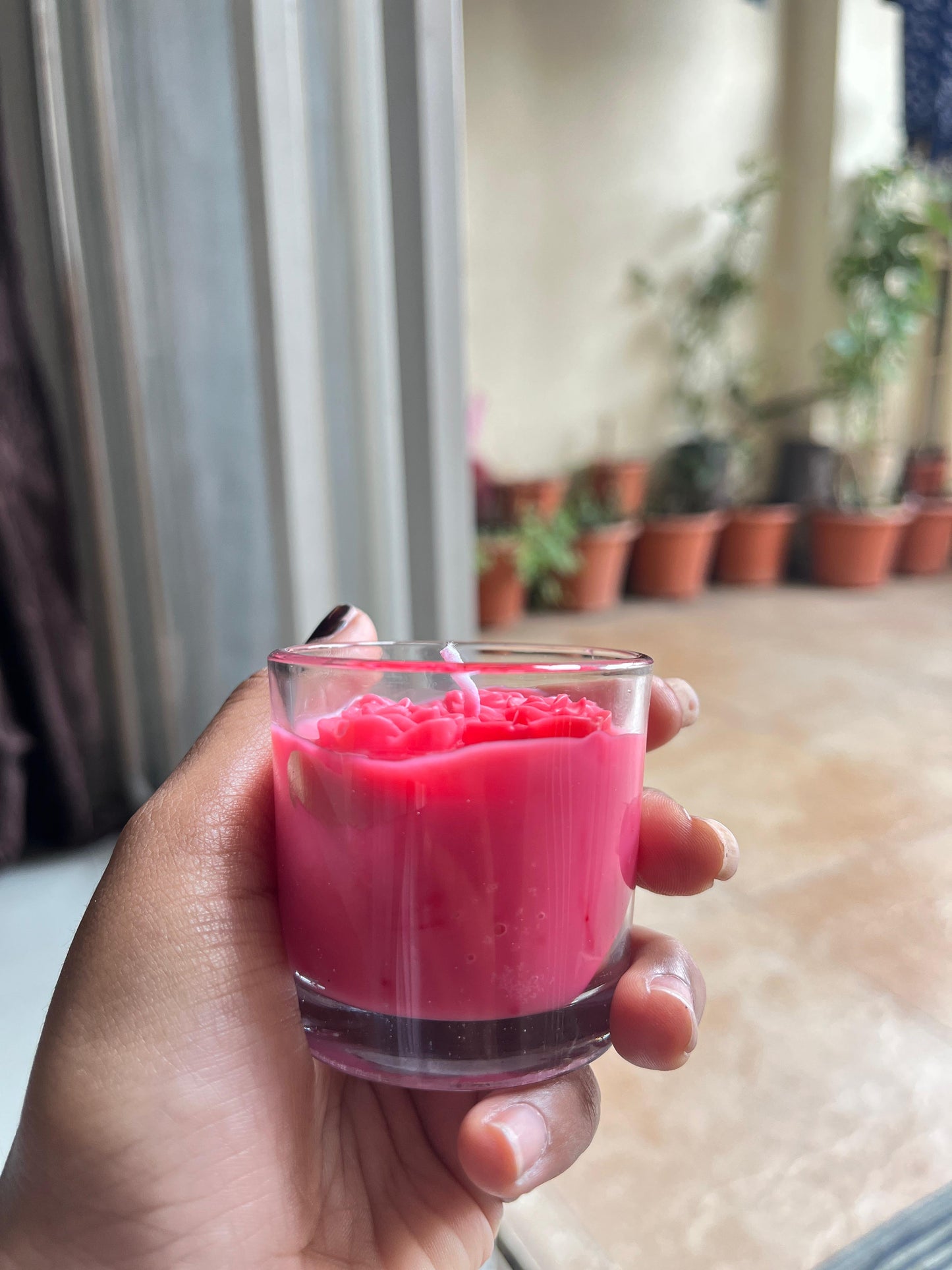 Rose Design Shot Glass Scented Wax Candle