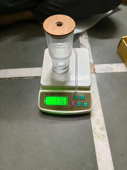Ribbed Shape Glass with Wooden Cap