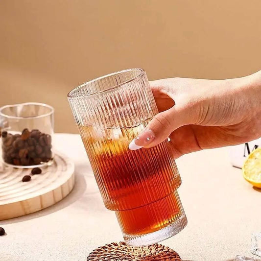 Ribbed Shape Glass with Wooden Cap