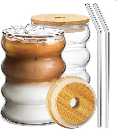 Wave Shape Glass with Wooden Cap