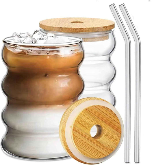 Wave Shape Glass with Wooden Cap