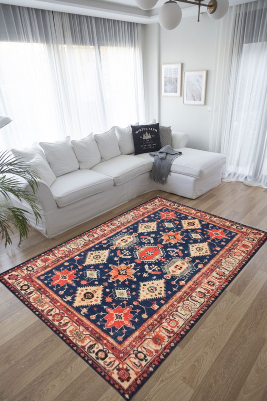 Midnight Orange Polyester Rug
