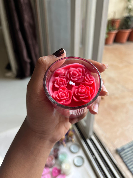 Rose Design Shot Glass Scented Wax Candle