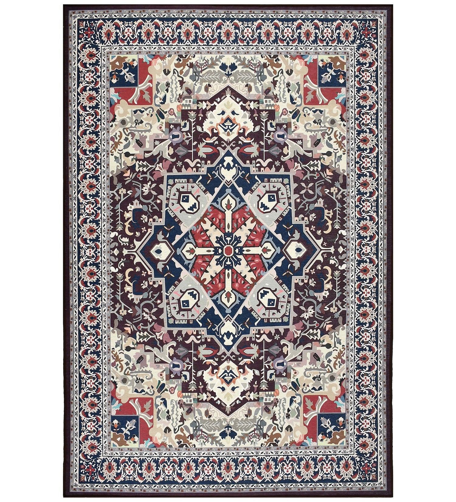 Burgundy Bloom Polyester Rug