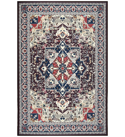 Burgundy Bloom Polyester Rug