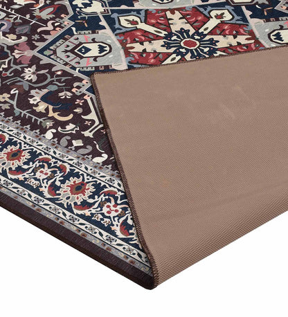 Burgundy Bloom Polyester Rug