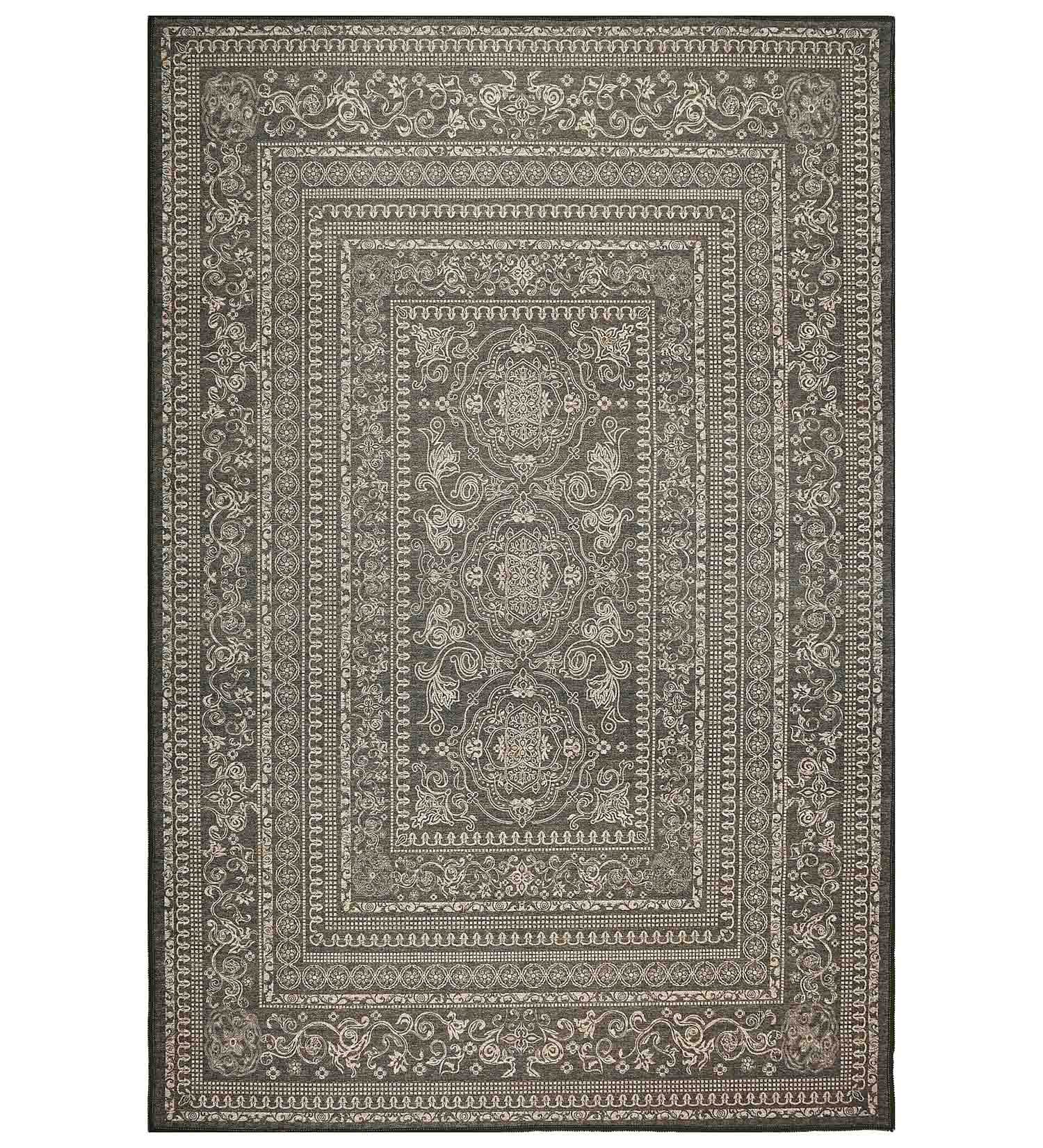 Brown Geometric Polyester Rug