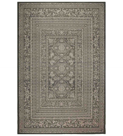 Brown Geometric Polyester Rug