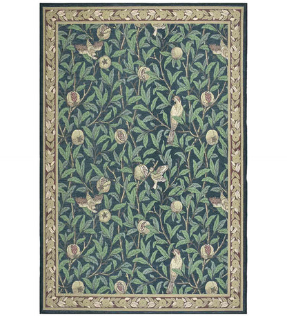 Green Bloom And Birds Polyester Rug