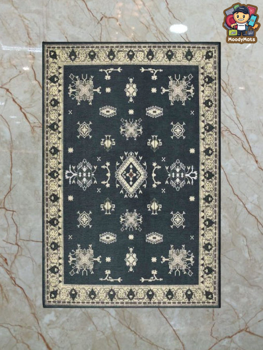Dark Green Polyester Rug