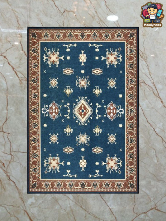 Navy Blue Star Polyester Rug