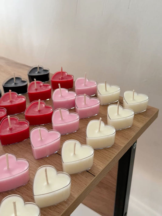 Heart Tea Light Candles | Scented Soy Wax | Set of 6