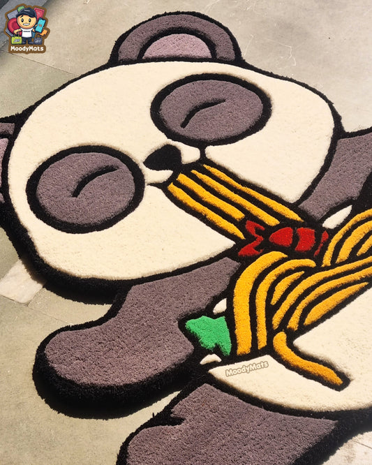 Panda Eating Ramen Custom Rug