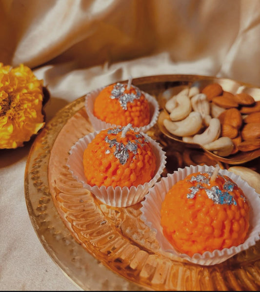 Motichoor Ladoo Candles | Soy wax candle | Set of 6