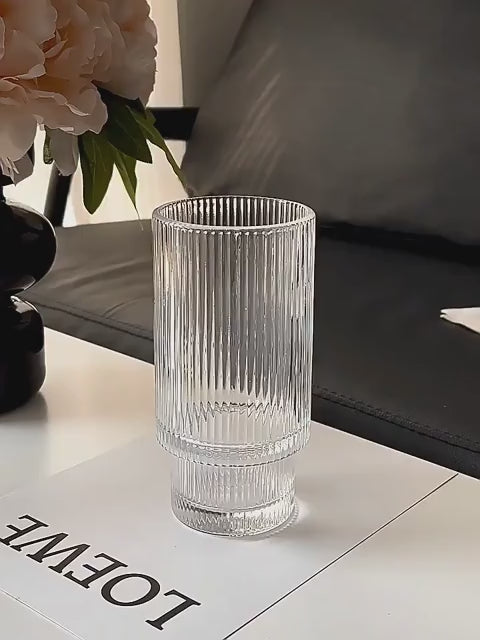 Ribbed Shape Glass with Wooden Cap